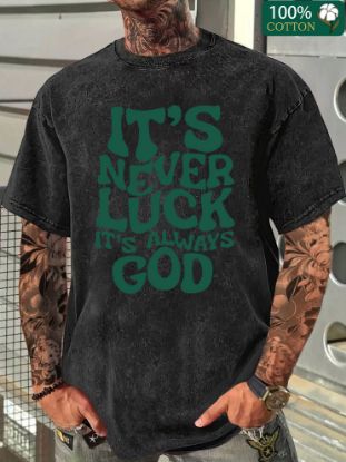 Picture of Irregular letter print, boutique 230g washed and distressed batik thickened cotton T-shirt, men's fashion casual cotton T-shirt, short-sleeved crew neck T-shirt